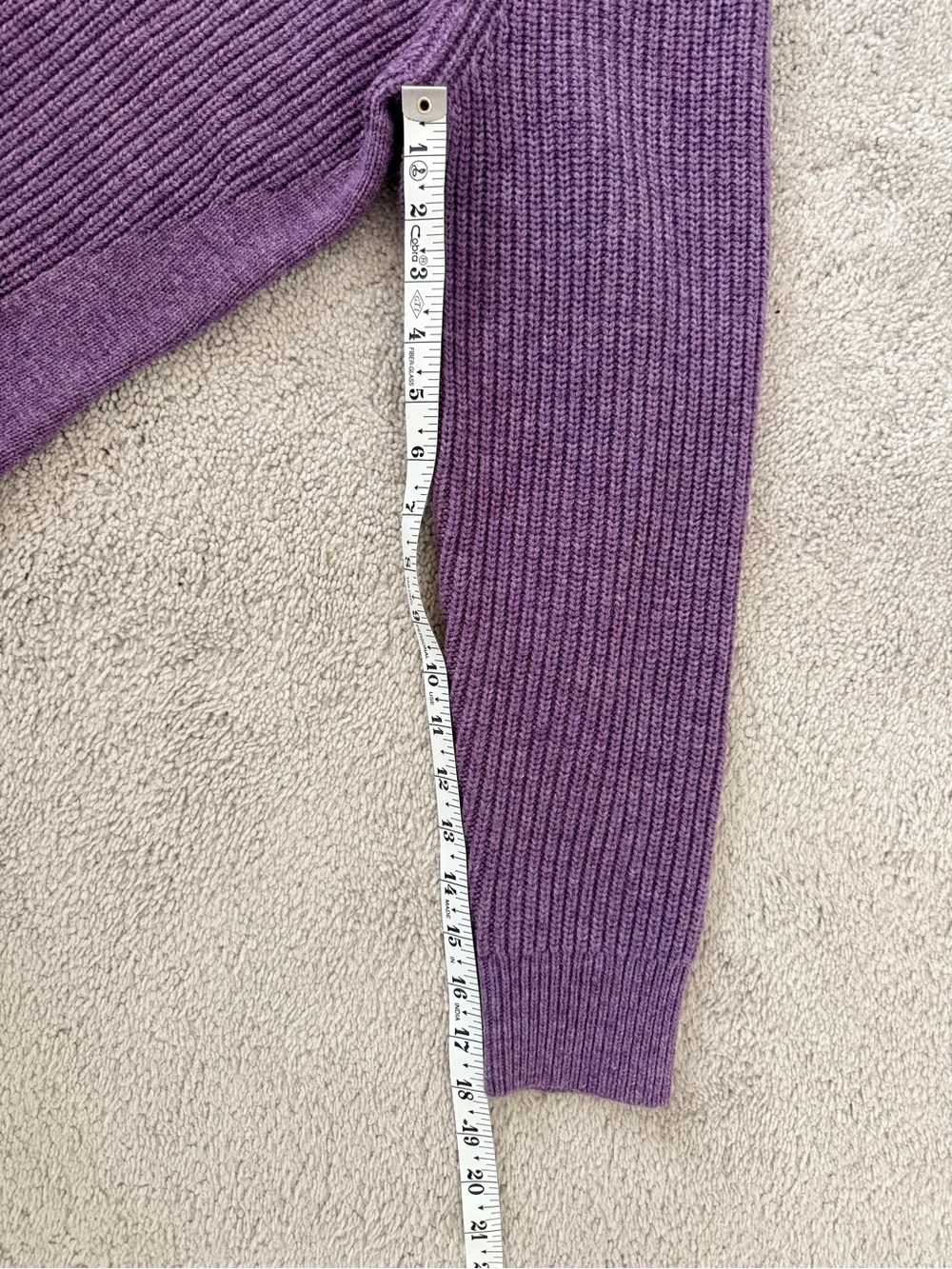 L.L. Bean Vintage Merino Wool Women's Zip-Neck Sweater Ribbed Purple Small - Picture 11 of 11